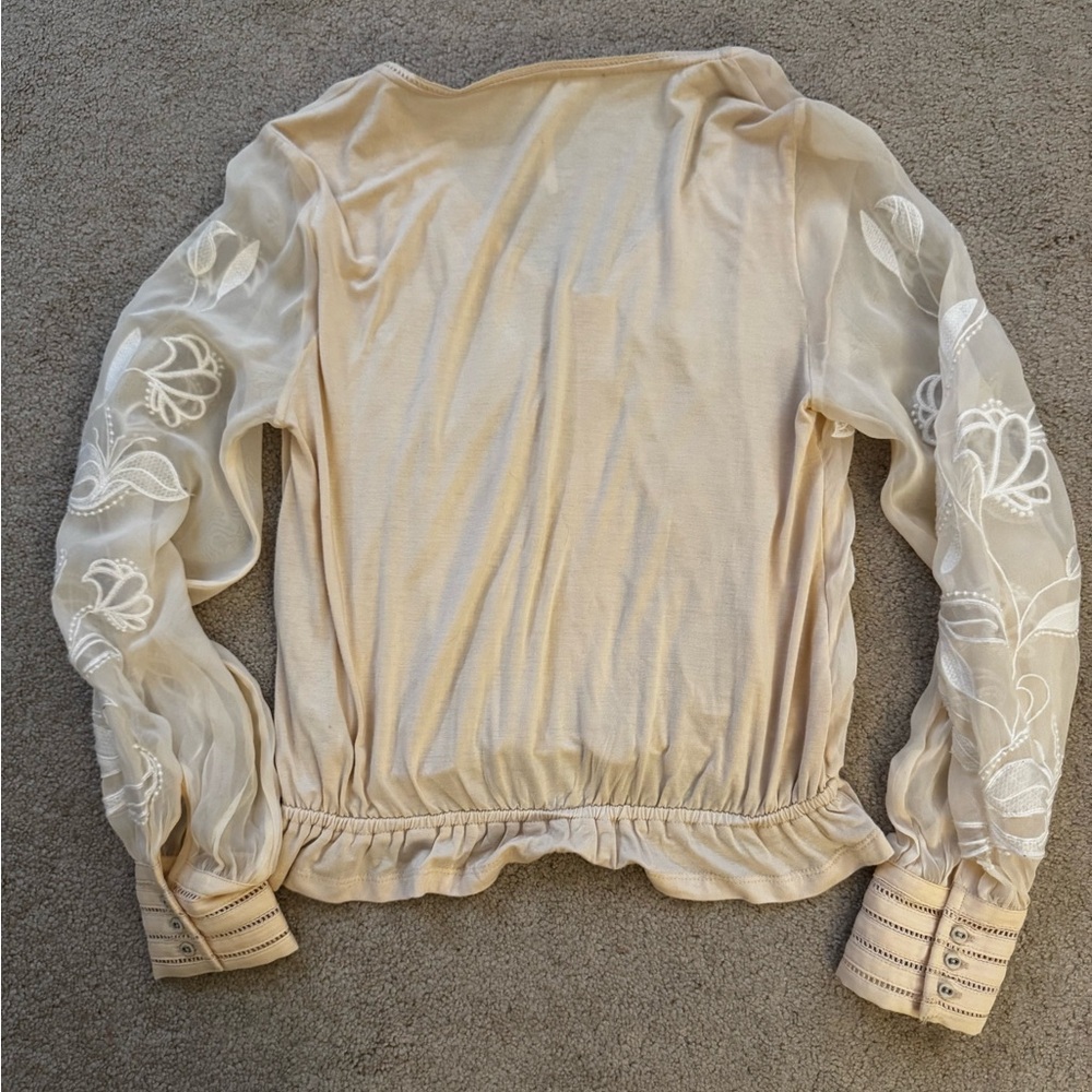 Anthropologie Lace Sleeve Top - Picture 4 of 5